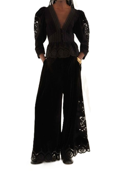 black artichoke heart richelieu pants FARM Rio | 346111L0002 BLACK